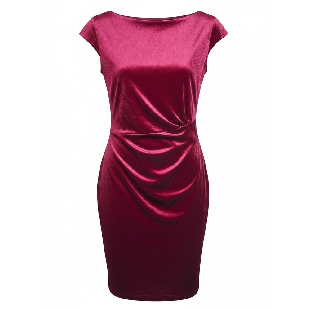 Fraiche by J Wine Red Velvet Ruched Sheath Cocktail Dress FD 2134-WINE Medium